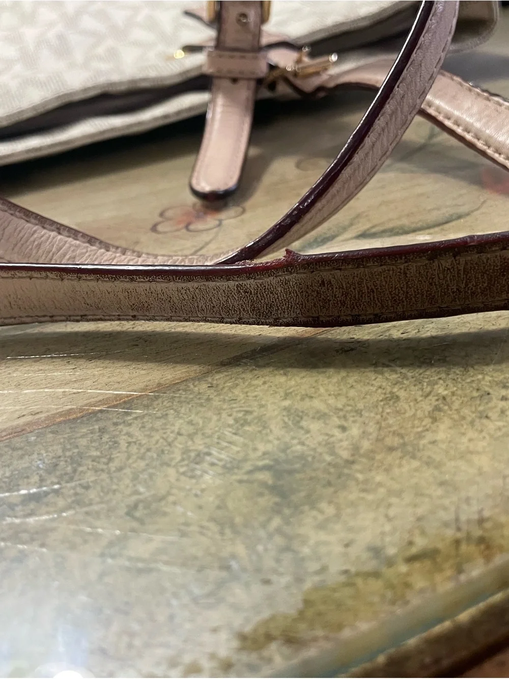 Michael Kors Cream Logo Tote with Tan Straps